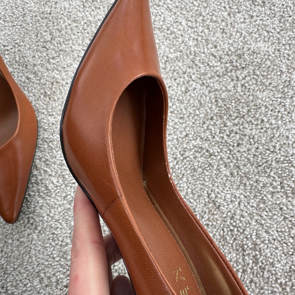 Ralph Lauren Brown Leather Pointed-Toe Heels - Picture 6 of 6